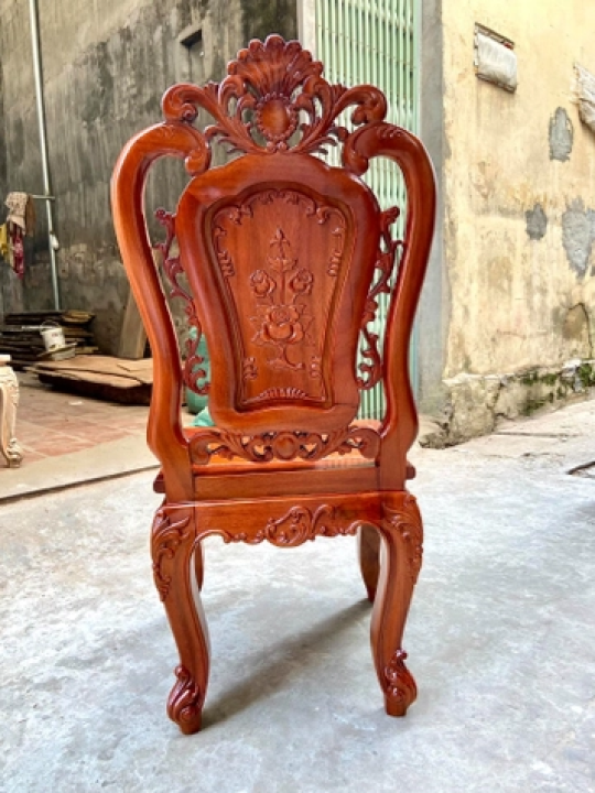 Bộ bàn ghế ăn hoa hồng gỗ xoan đào