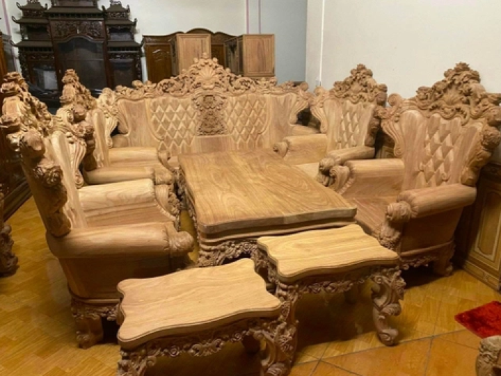 Bộ sản phẩm sofa zito 9 món gỗ Hương Đá kê hình chữ L